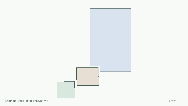 ResPlan 03905 — 1BR/2BA 61m2