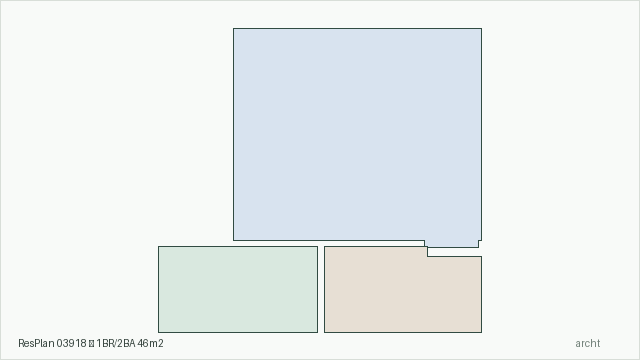 ResPlan 03918 — 1BR/2BA 46m2