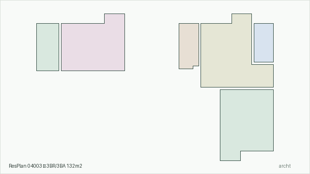 ResPlan 04003 — 3BR/3BA 132m2