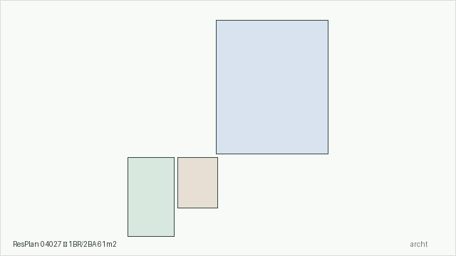 ResPlan 04027 — 1BR/2BA 61m2