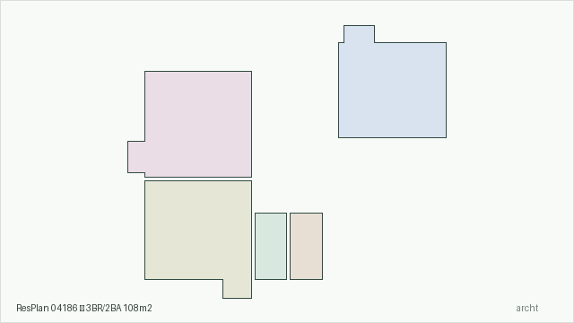ResPlan 04186 — 3BR/2BA 108m2