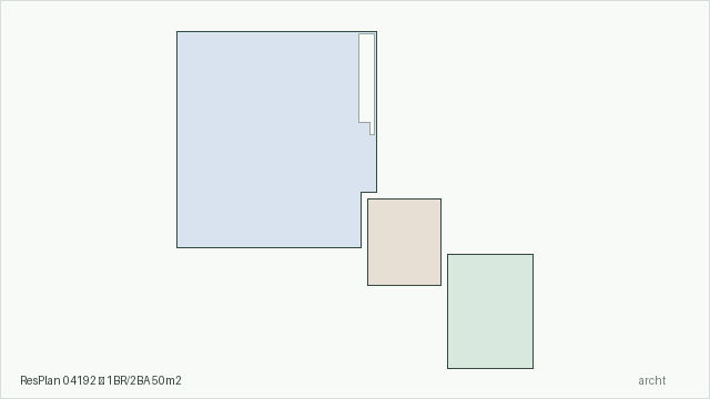 ResPlan 04192 — 1BR/2BA 50m2