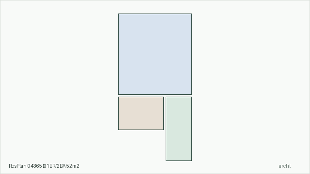 ResPlan 04365 — 1BR/2BA 52m2