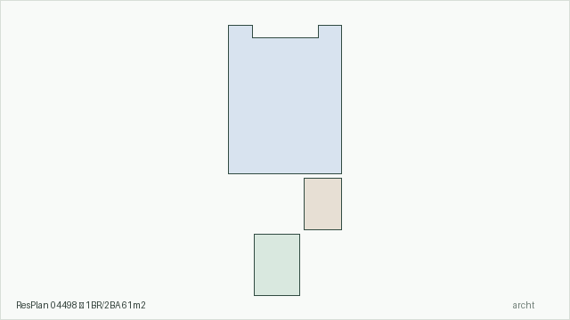 ResPlan 04498 — 1BR/2BA 61m2