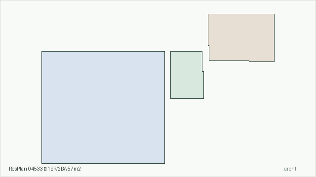 ResPlan 04533 — 1BR/2BA 57m2