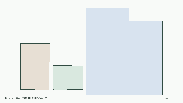 ResPlan 04576 — 1BR/2BA 54m2