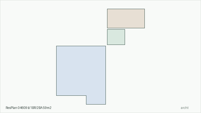 ResPlan 04609 — 1BR/2BA 59m2