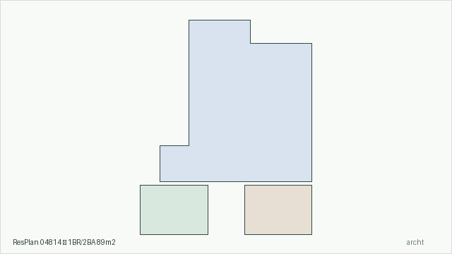 ResPlan 04814 — 1BR/2BA 89m2