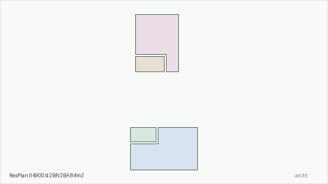 ResPlan 04900 — 2BR/2BA 84m2