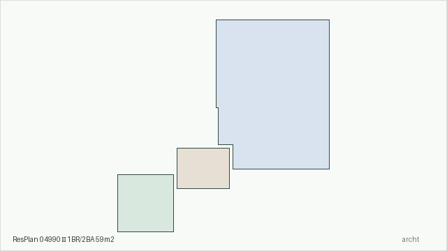 ResPlan 04990 — 1BR/2BA 59m2