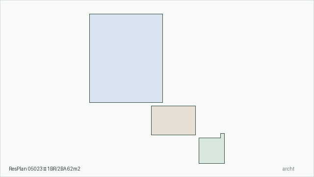 ResPlan 05023 — 1BR/2BA 62m2