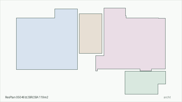 ResPlan 05046 — 2BR/2BA 119m2