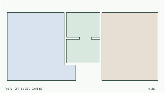 ResPlan 05113 — 2BR/1BA 86m2
