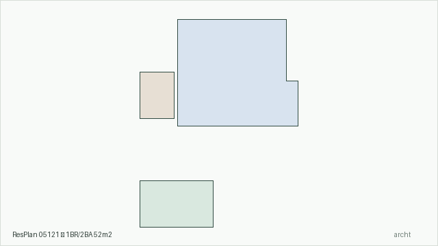 ResPlan 05121 — 1BR/2BA 52m2
