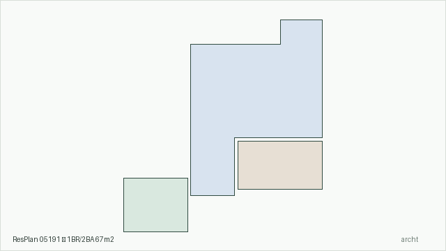 ResPlan 05191 — 1BR/2BA 67m2