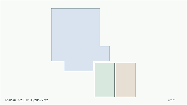 ResPlan 05235 — 1BR/2BA 72m2