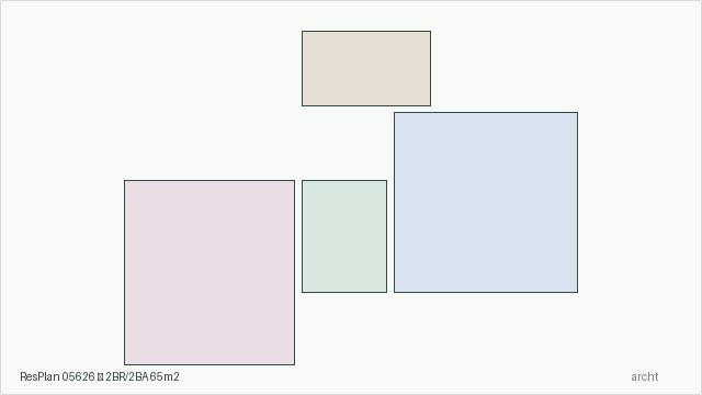 ResPlan 05626 — 2BR/2BA 65m2