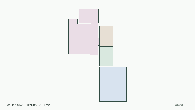 ResPlan 05766 — 2BR/2BA 88m2