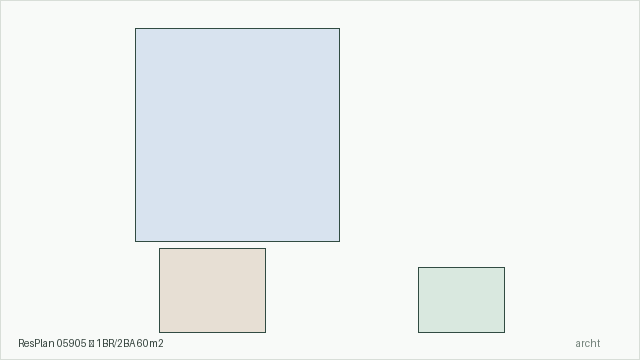 ResPlan 05905 — 1BR/2BA 60m2