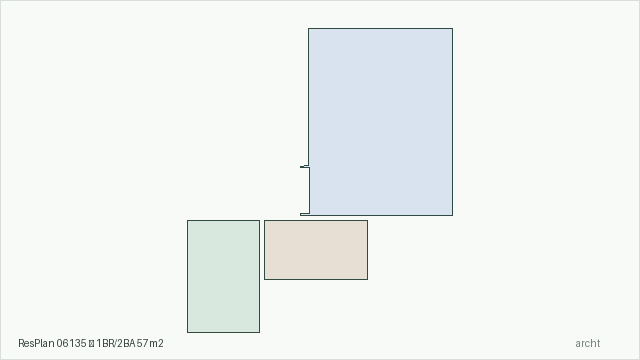 ResPlan 06135 — 1BR/2BA 57m2
