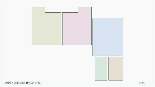 ResPlan 06190 — 3BR/2BA 135m2