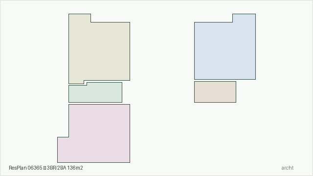 ResPlan 06365 — 3BR/2BA 136m2