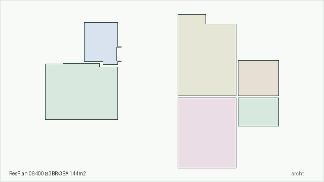 ResPlan 06400 — 3BR/3BA 144m2