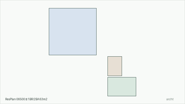 ResPlan 06500 — 1BR/2BA 63m2