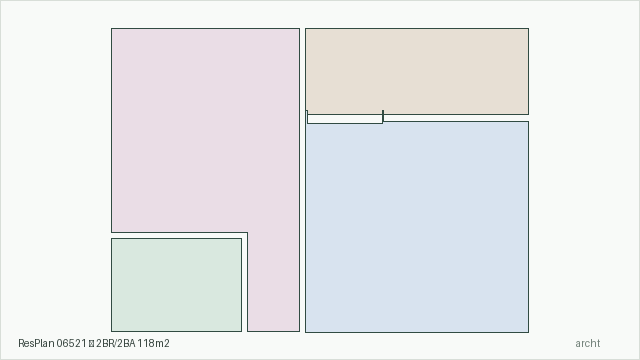 ResPlan 06521 — 2BR/2BA 118m2