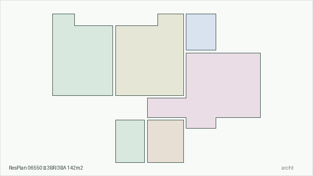 ResPlan 06550 — 3BR/3BA 142m2