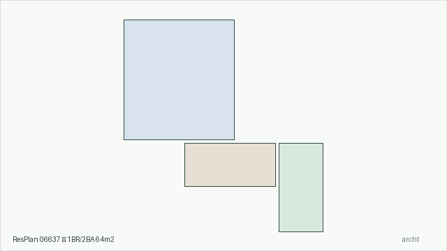 ResPlan 06637 — 1BR/2BA 64m2