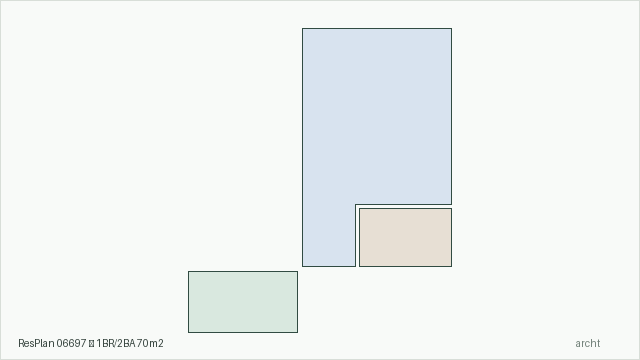 ResPlan 06697 — 1BR/2BA 70m2