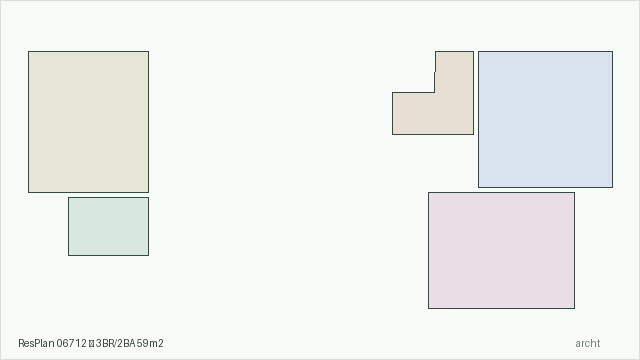 ResPlan 06712 — 3BR/2BA 59m2
