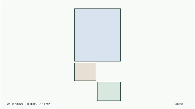 ResPlan 06819 — 1BR/2BA 51m2