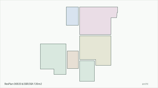 ResPlan 06820 — 3BR/3BA 139m2