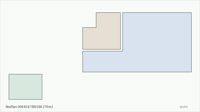 ResPlan 06943 — 1BR/2BA 216m2