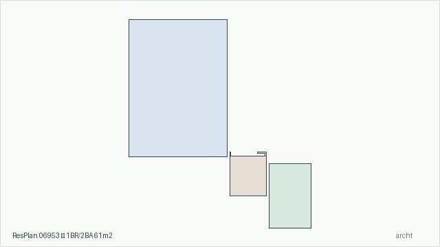 ResPlan 06953 — 1BR/2BA 61m2