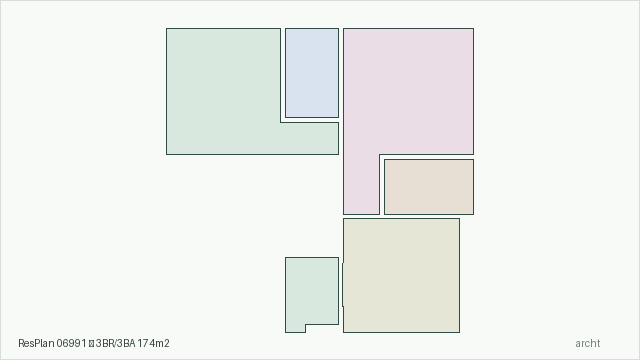 ResPlan 06991 — 3BR/3BA 174m2