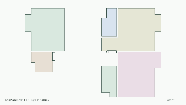 ResPlan 07011 — 3BR/3BA 140m2