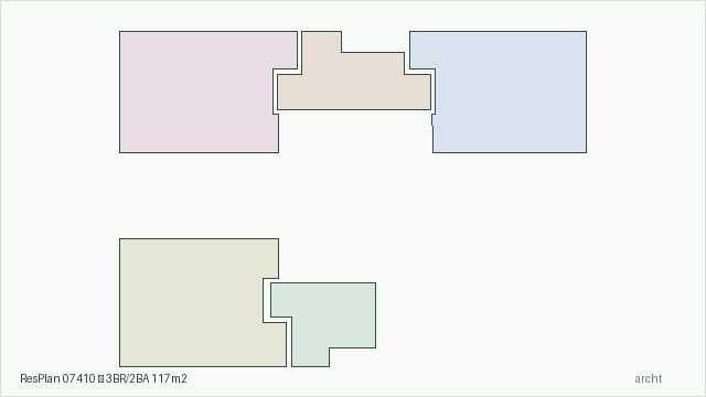 ResPlan 07410 — 3BR/2BA 117m2