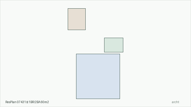 ResPlan 07431 — 1BR/2BA 60m2