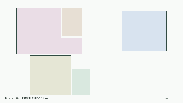 ResPlan 07518 — 3BR/2BA 112m2
