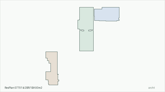 ResPlan 07701 — 2BR/1BA 93m2