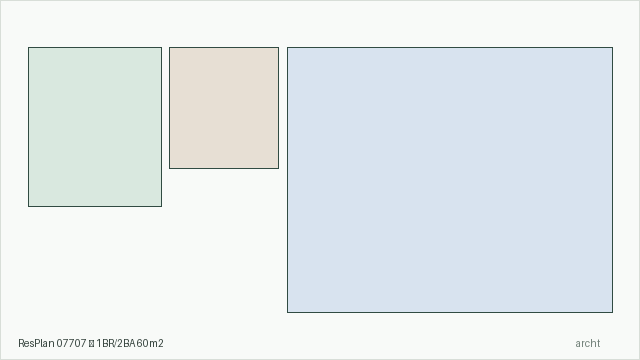 ResPlan 07707 — 1BR/2BA 60m2