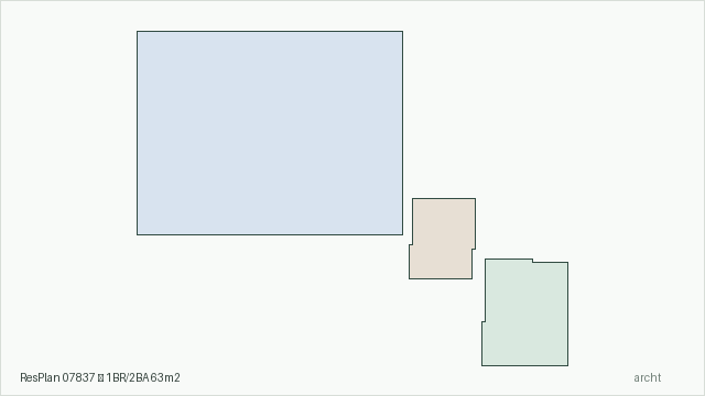 ResPlan 07837 — 1BR/2BA 63m2