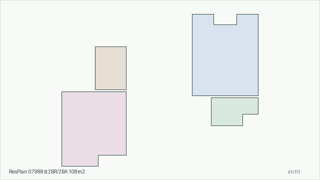 ResPlan 07988 — 2BR/2BA 108m2