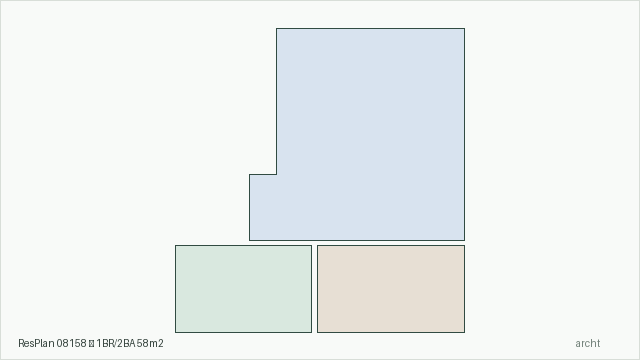 ResPlan 08158 — 1BR/2BA 58m2