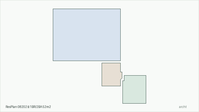 ResPlan 08202 — 1BR/2BA 52m2
