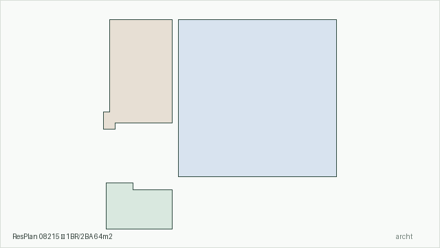 ResPlan 08215 — 1BR/2BA 64m2