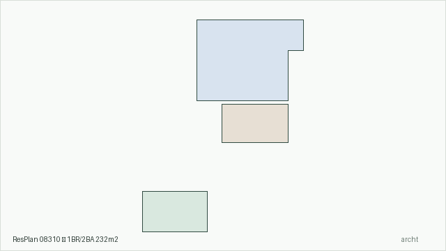 ResPlan 08310 — 1BR/2BA 232m2